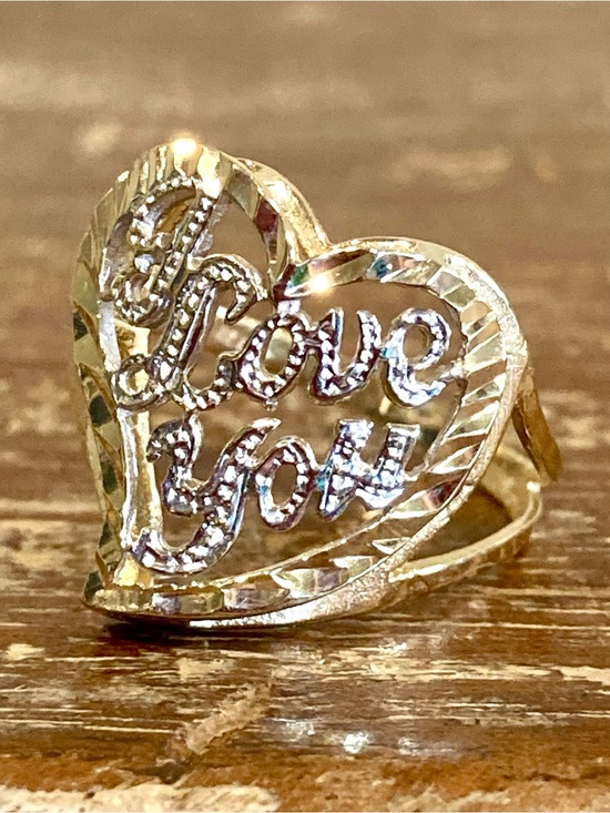 Unknown Jewelry - 14K Gold Heart Ring “I Love You” White and Yellow Gold Size 9